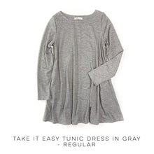 Load image into Gallery viewer, Take It Easy Tunic Dress in Gray Regular
