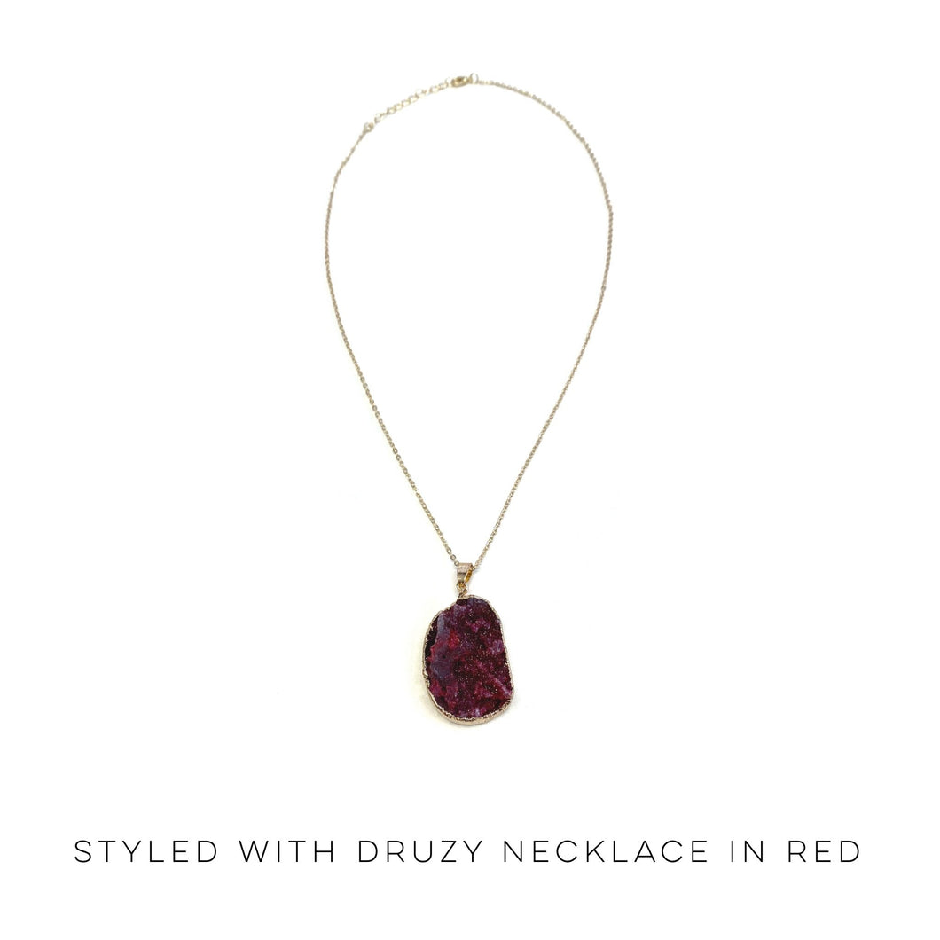 Styled With Druzy Necklace in Red