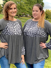 Load image into Gallery viewer, Lovely in Leopard Babydoll Top in Charcoal
