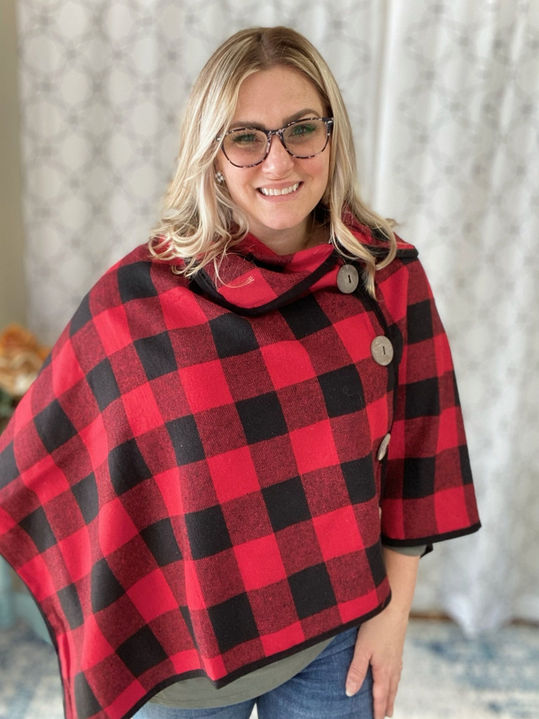Warm Your Days Poncho in Red
