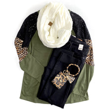 Load image into Gallery viewer, Leopard &amp; Lace Top in Olive
