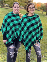 Load image into Gallery viewer, My Cozy &amp; Cute Plaid Poncho in Mint
