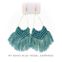 Load image into Gallery viewer, My Boho Blue Tassel Earrings
