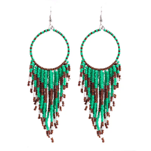 Load image into Gallery viewer, My Boho Fringe Earrings in Green
