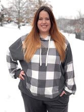 Load image into Gallery viewer, Winter Dreaming Plaid Hoodie in White

