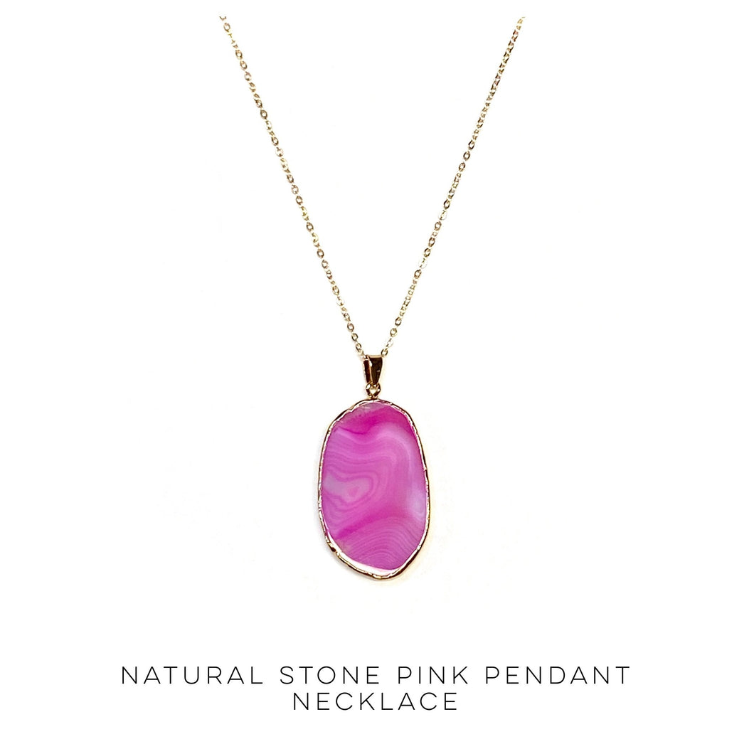 Natural Stone Pink Pendant Necklace