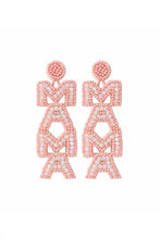 Load image into Gallery viewer, Pink Beaded MAMA Dangle Earrings
